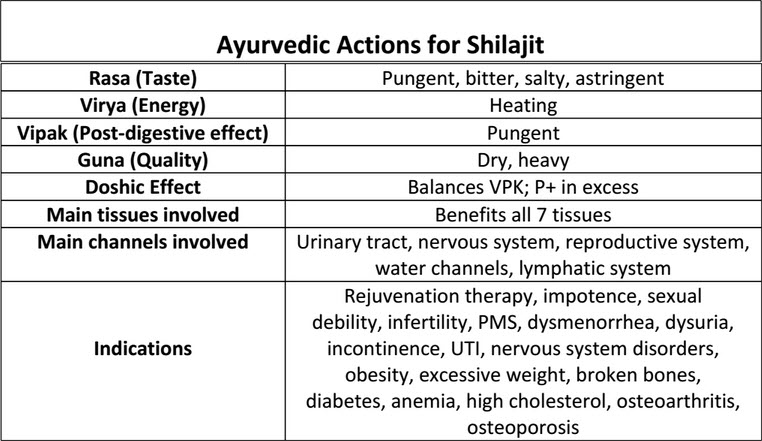 shilajit zdravstvena svojstva